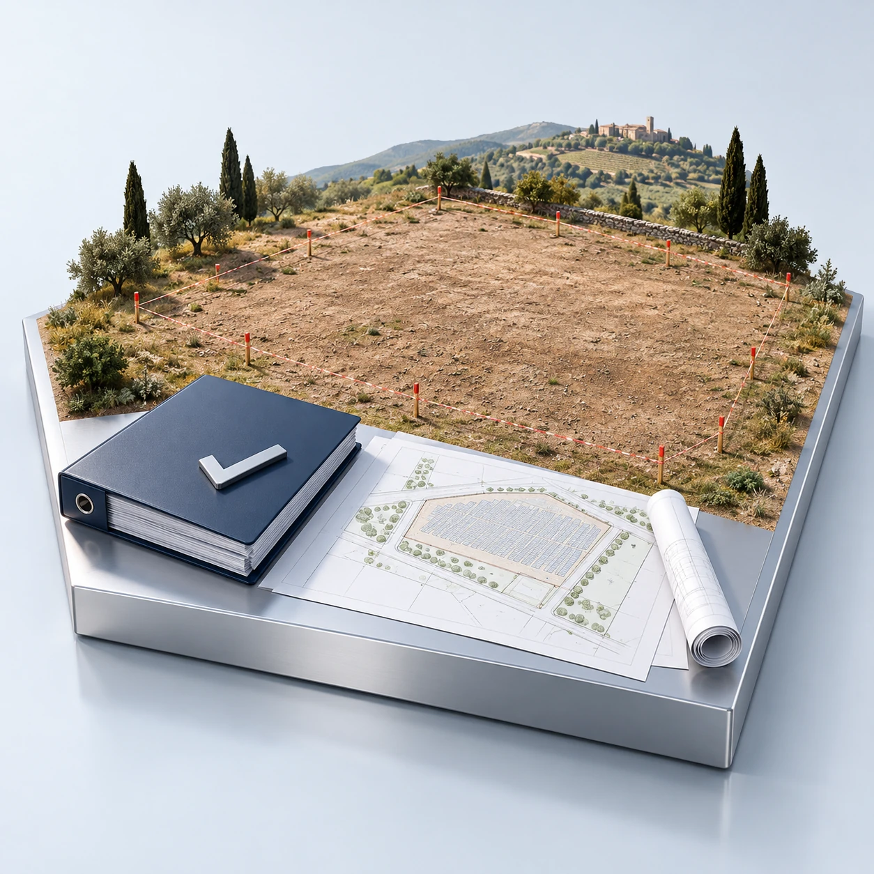Illustrative approved project folder and marked land that has not been built on.